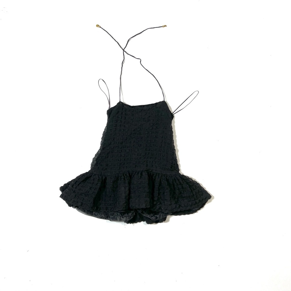 L'Academie Black Textured Top